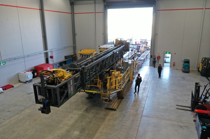 Drill rig loading into the Complete Field Maintenance workshop bay at Forrestdale